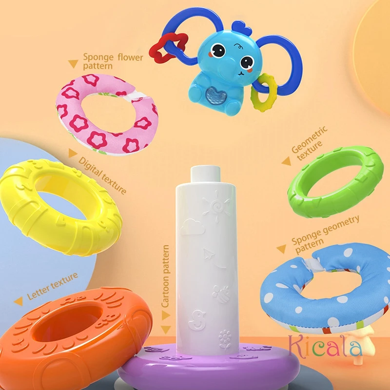 Juguetes musicales de apilamiento para bebés, juegos de torre, juguetes educativos, bloques de construcción de elefante, reconocimiento de Color, juguete interactivo para regalo - imagen 3