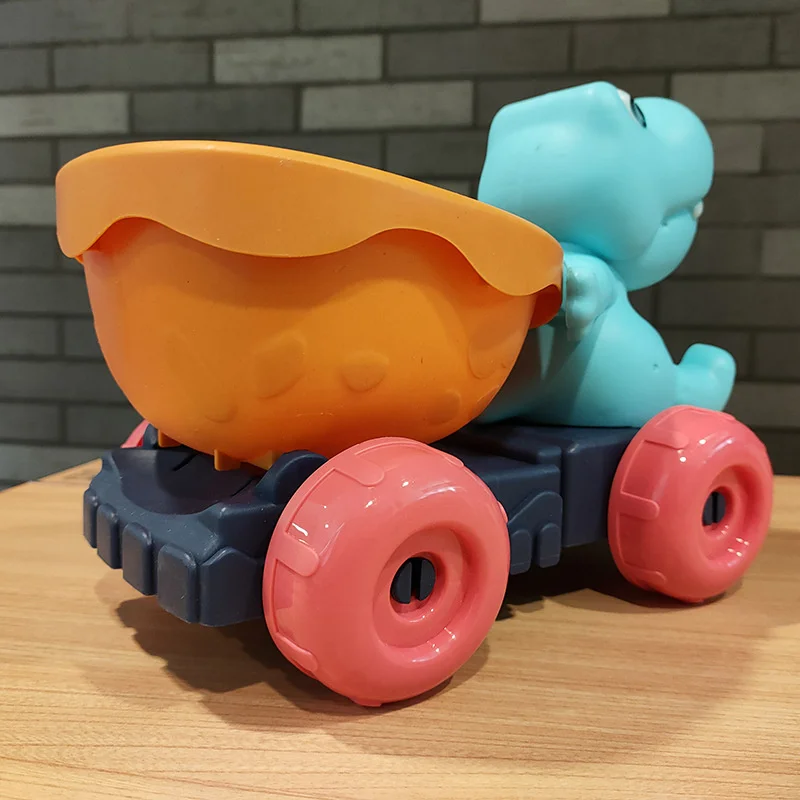 Juego de coches de juguete de playa para niños, pala, excavación de arena, juego de playa al aire libre, juego de camión volquete de dinosaurio, 7 Uds. - imagen 4