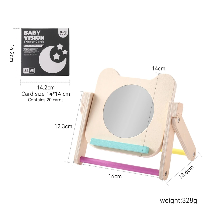 Juguete Montessori espejo tablero madera estimulación sensorial bebés - imagen 4