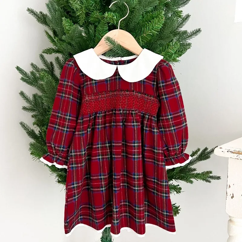 Vestido de cumpleaños de Navidad para niña: trajes formales para hermanos de manga larga de primavera y otoño, detalle de lazo, vestidos de algodón para niños respetuosos con la piel - imagen 4