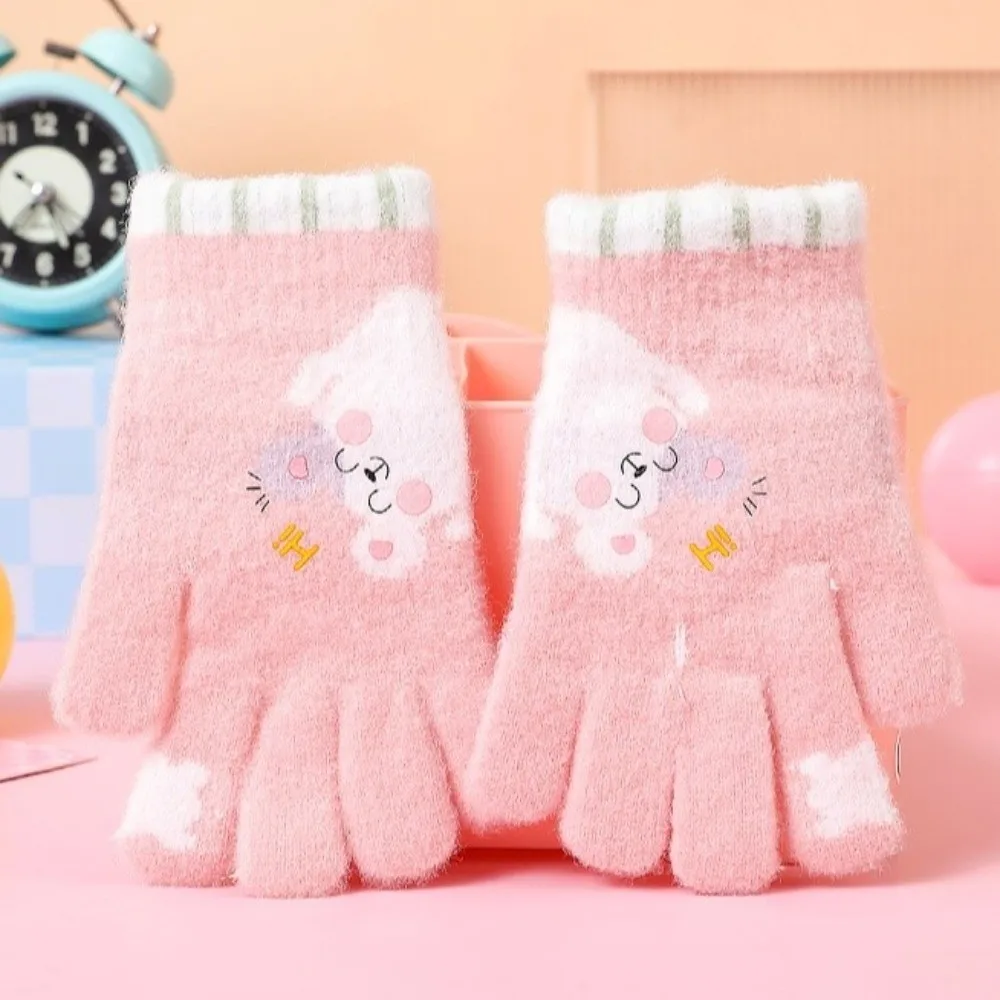 Guantes de invierno cálidos y bonitos de 5 a 12 años, guantes de Color caramelo a prueba de frío, guantes de punto suaves y gruesos para niños pequeños - imagen 3