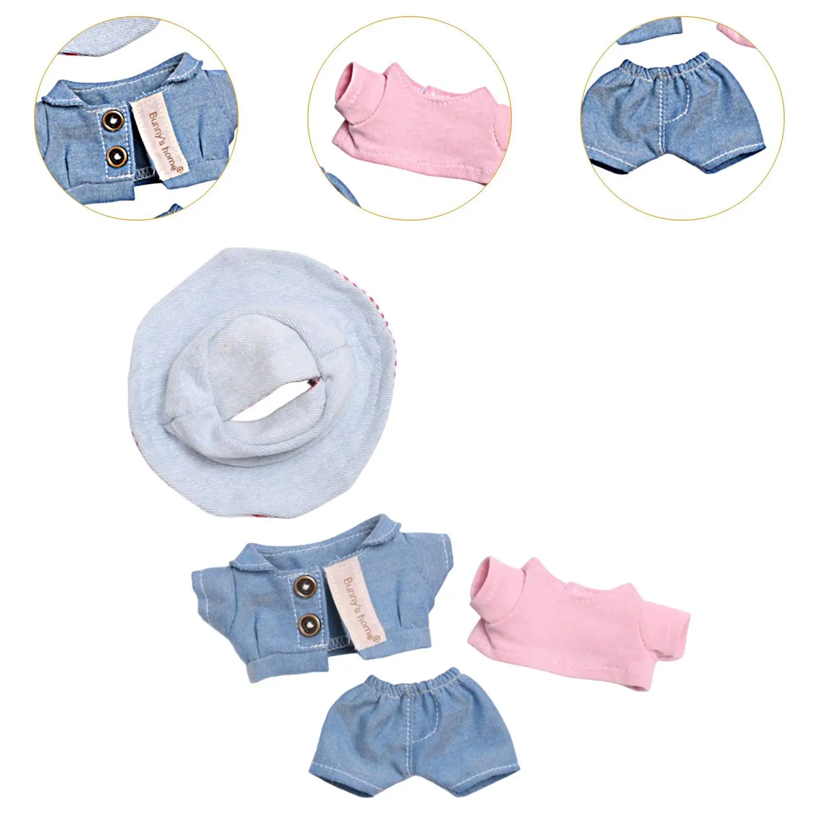 Doll Denim Suit DIY Doll Clothes for 17cm Pendant Doll Dress Up Fashionable Doll