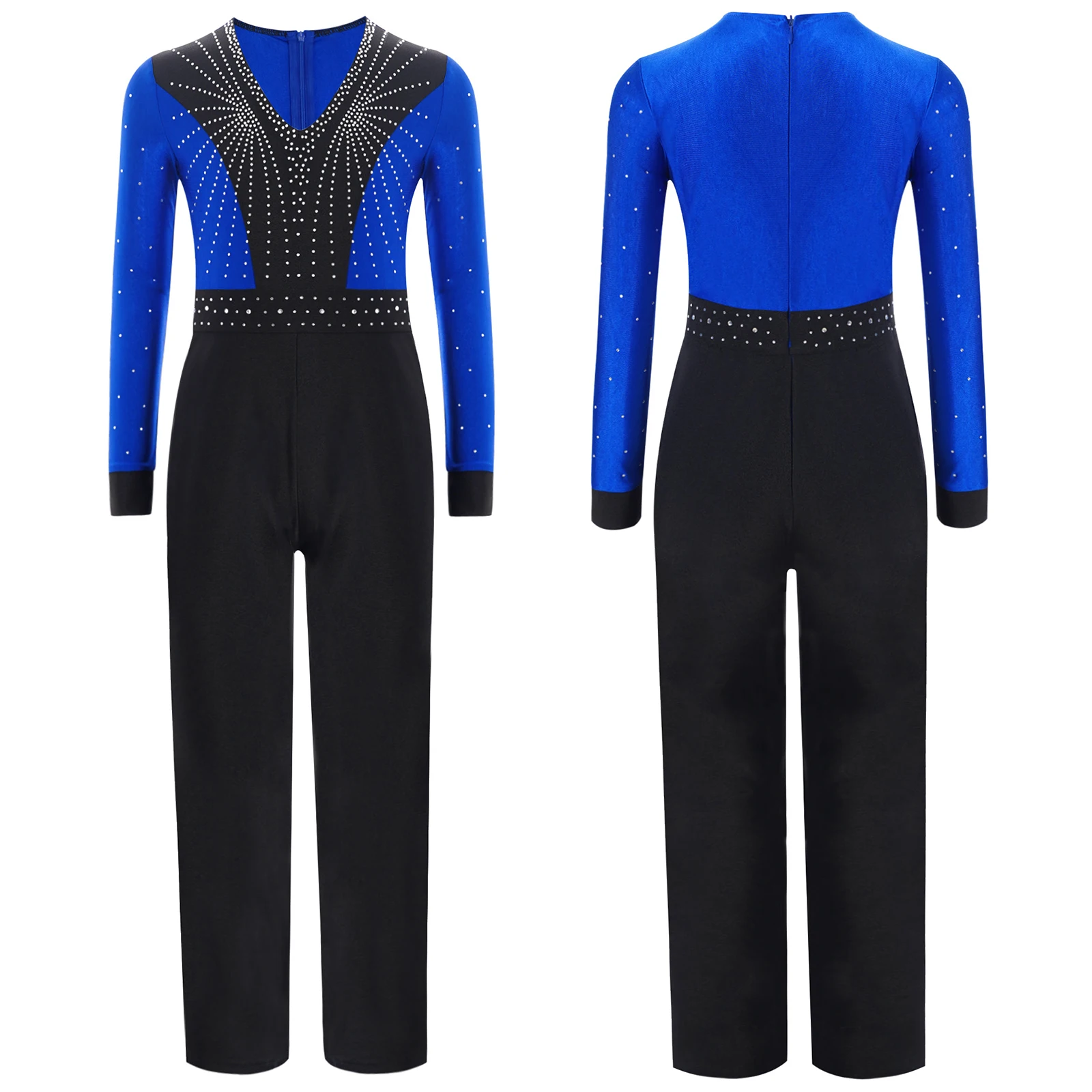 Mono de baile latino para niños, traje de actuación de patinaje artístico, leotardo de cuerpo completo de manga larga, entrenamiento de gimnasia y baile
