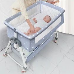 Cuna de bebé plegable y elevable, convertible multifunción