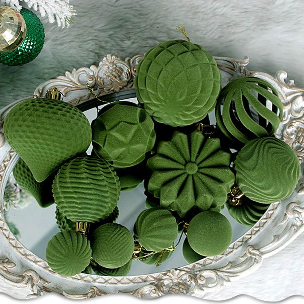 48 Uds. Adornos de bolas de Navidad de franela flocados decoración de fiesta de árbol de Navidad esferas de Navidad colgante bola de Navidad - imagen 5