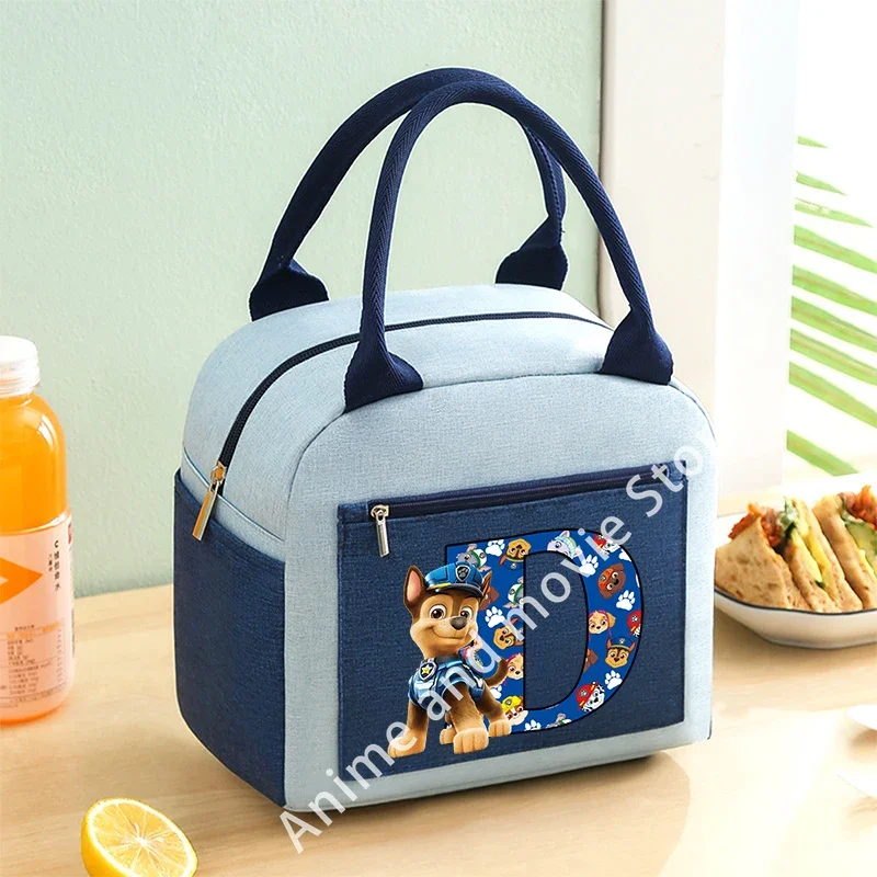 Paws Patrols Chase-Paquete de almuerzo para niños, bolsas aisladas con letras de dibujos animados, loncheras, bolso impermeable grueso, regalo de Anime para niños - imagen 4