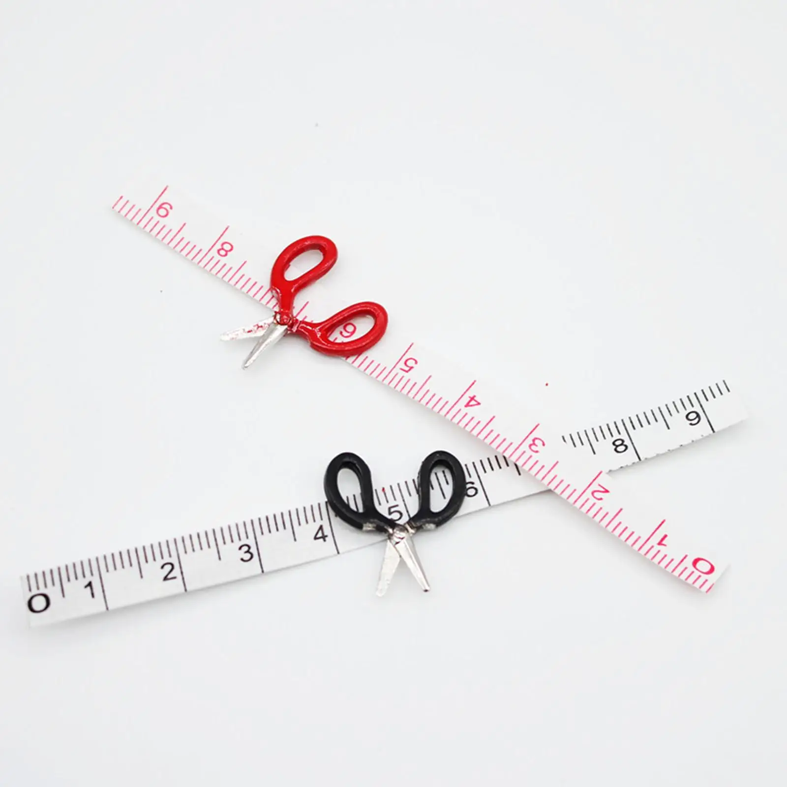 2X 4 Pieces Dollhouse Sewing Tool Set Measure Tape Miniature Scissors for DIY