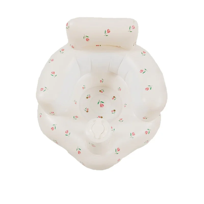 Asiento inflable del baño plegable portátil con soporte respaldo bebé - imagen 2