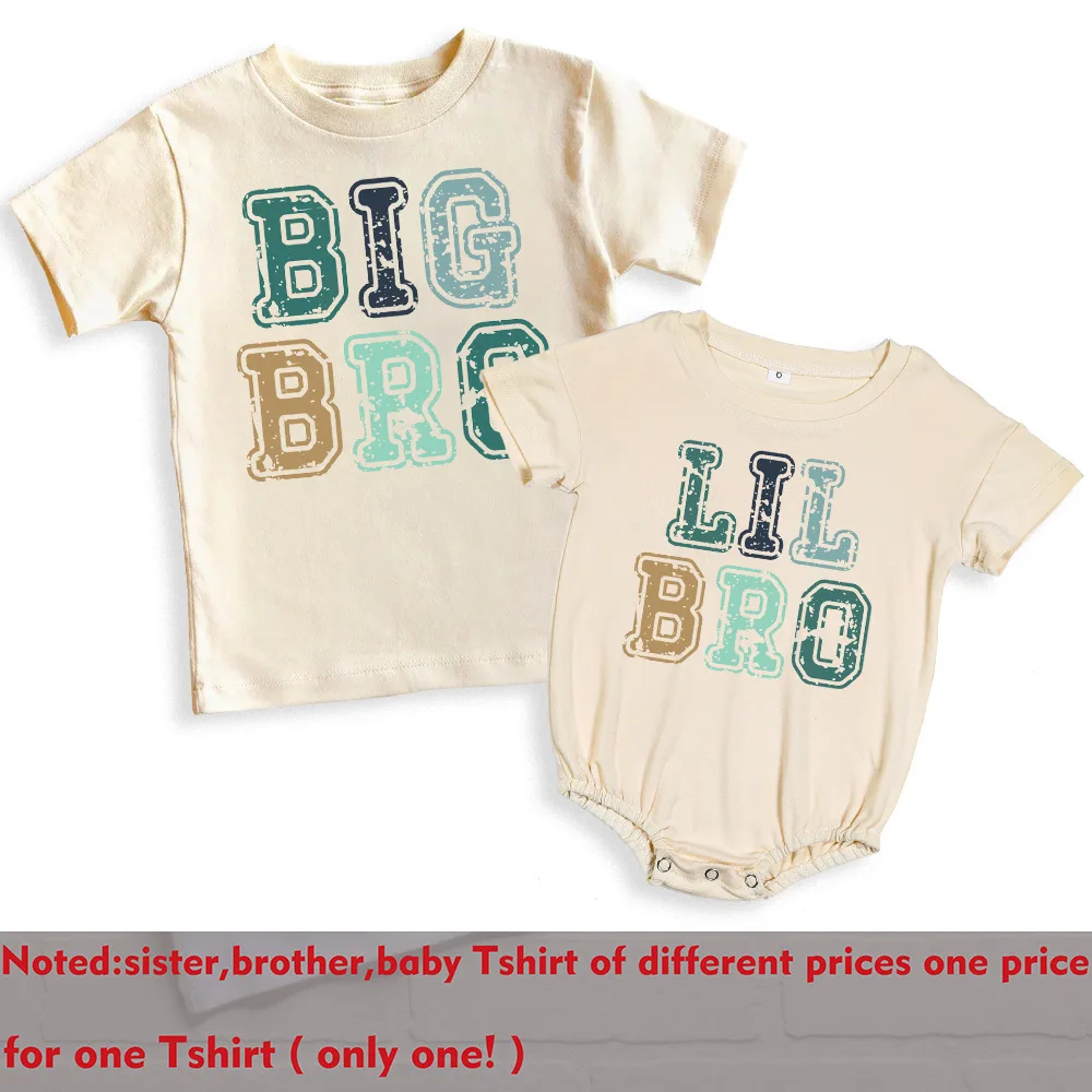 Camiseta a juego con estampado de hermano mayor y hermano pequeño, ropa Retro para niños, pelele grande para bebés de burbujas, atuendo de aspecto para niños - imagen 3