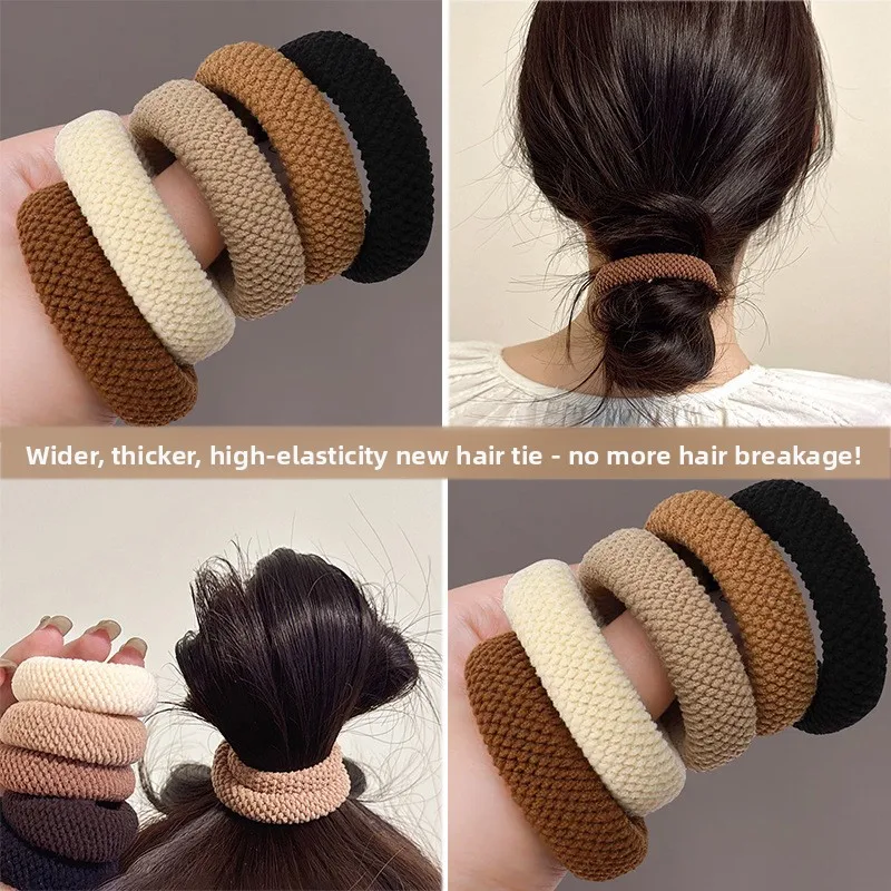 Nuevo lazo para el cabello con textura fina, muy elástico, sin costuras, grueso y ensanchado, elegante y sencillo accesorio para el cabello con cola de caballo - imagen 2