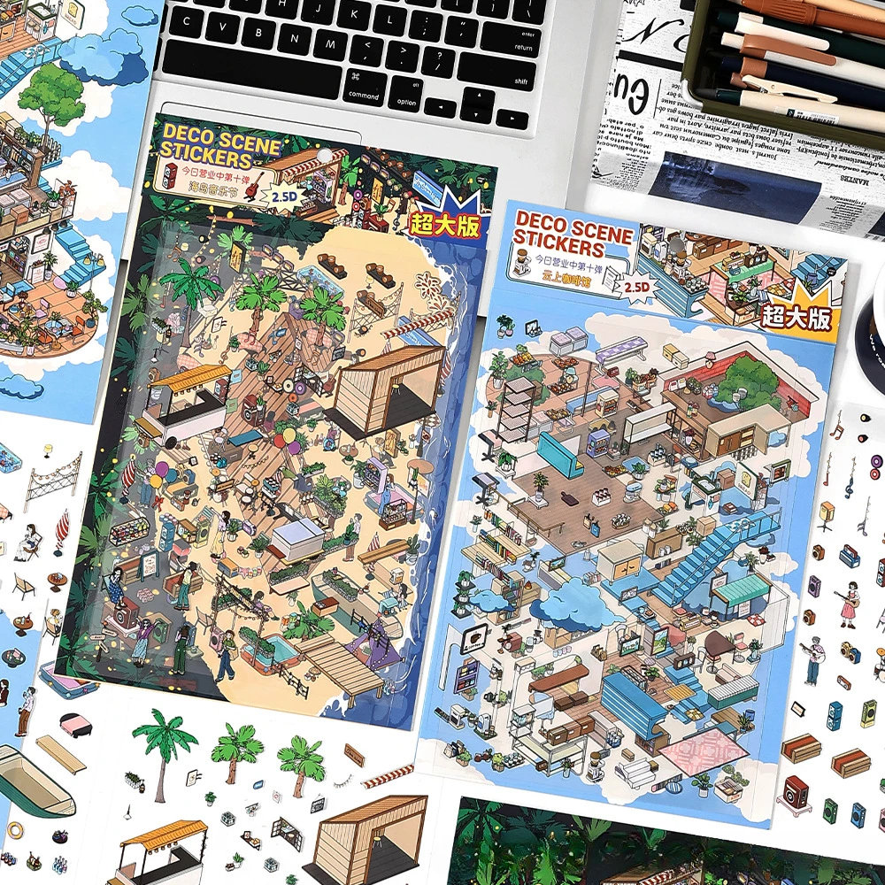 4 unids/bolsa 2.5D pegatinas de gran tamaño DIY pegatina altamente jugable apilamiento pegado Festival regalo de cumpleaños