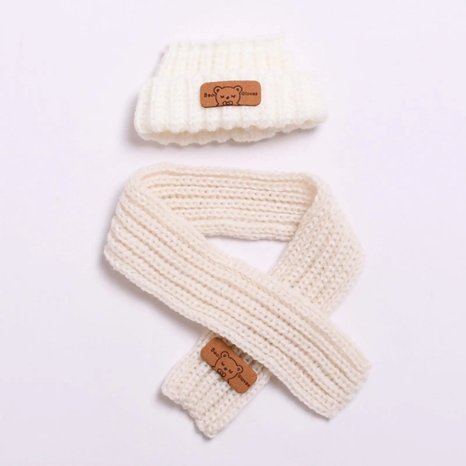 2x Doll Clothes Doll Outifits Hat and Scarf Set Photo Props DIY Doll Toy Stuffed Animals Clothes Cute for 15/17 cm Plush Doll
