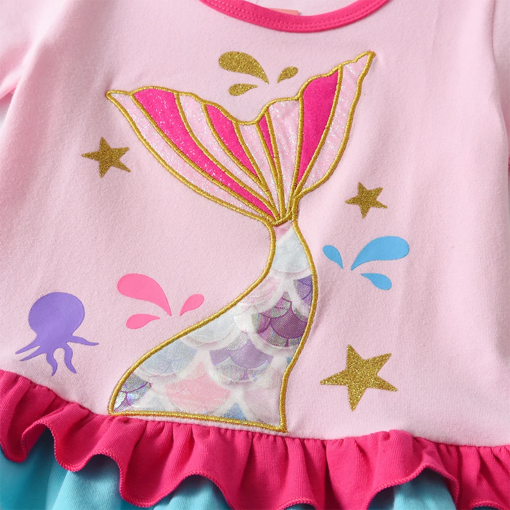 Camiseta DXTON sirena niña – Manga corta algodón con volantes - imagen 5