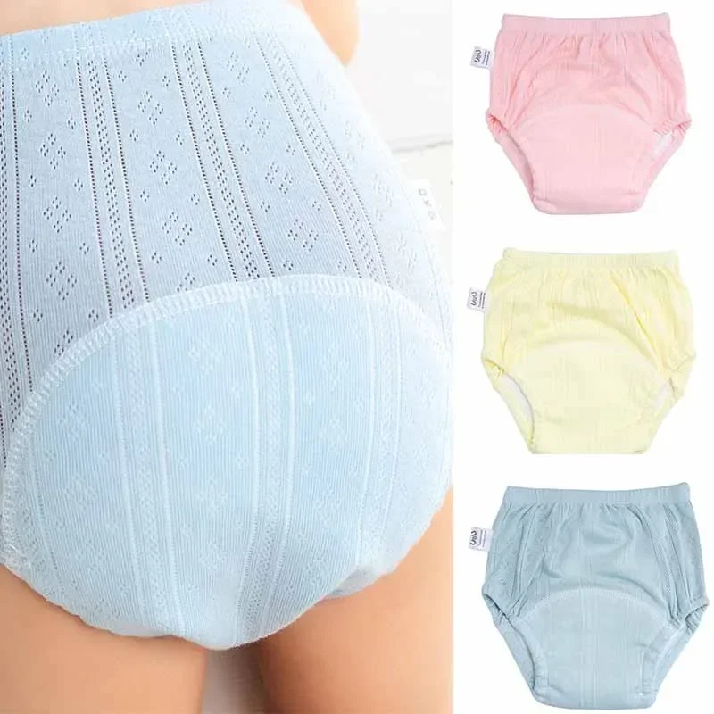 Lote de 3 unidades de pantalones de entrenamiento para recién nacidos, pantalones cortos finos de algodón para bebés, pañales de tela lavables para niños y niñas, pañales reutilizables, bragas infantiles - imagen 2