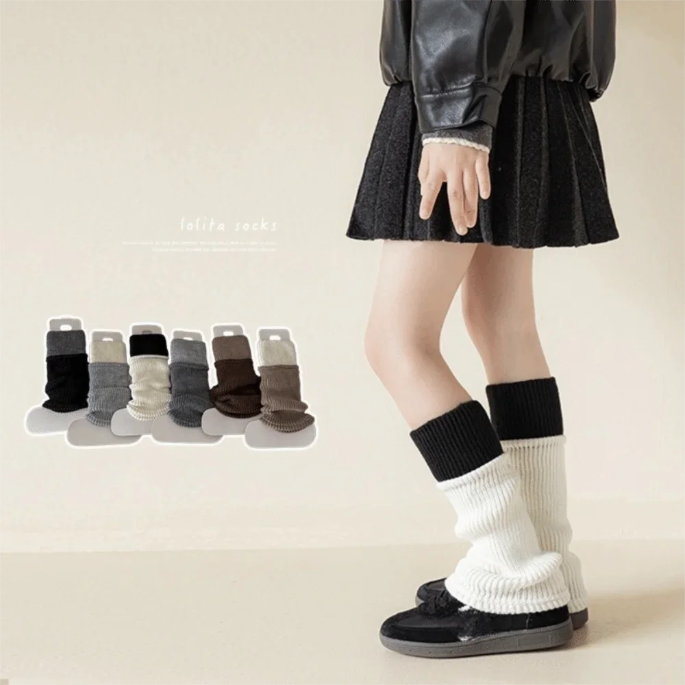 Nuevos calentadores de piernas gruesos, calcetines de tubo medio tejidos Lolita, calcetines Harajuku a media pantorrilla, Otoño e Invierno - imagen 2