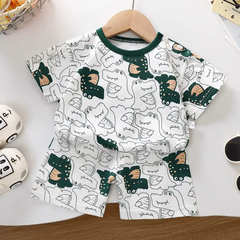 Pijama de manga corta para bebé con estampado de dibujos animados - imagen 4