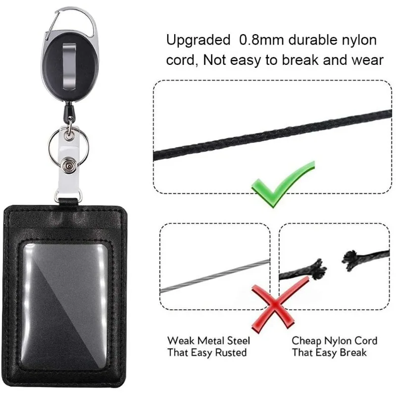 Tarjetero transparente de Pu negro, tarjetas de Campus Unisex para estudiantes, funda protectora fina para tarjeta de identificación de autobús, funda para tarjetero para tarjetas bancarias - imagen 2