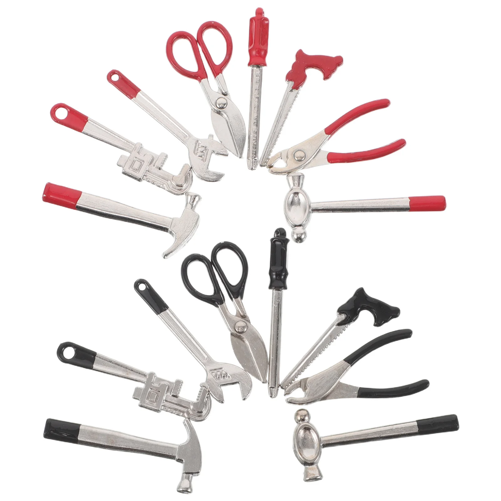 Juego de 2 herramientas en miniatura, herramientas para casa de muñecas de alto detalle para decoración de micropaisaje, Mini caja de herramientas de hierro, Kit de construcción realista - imagen 2