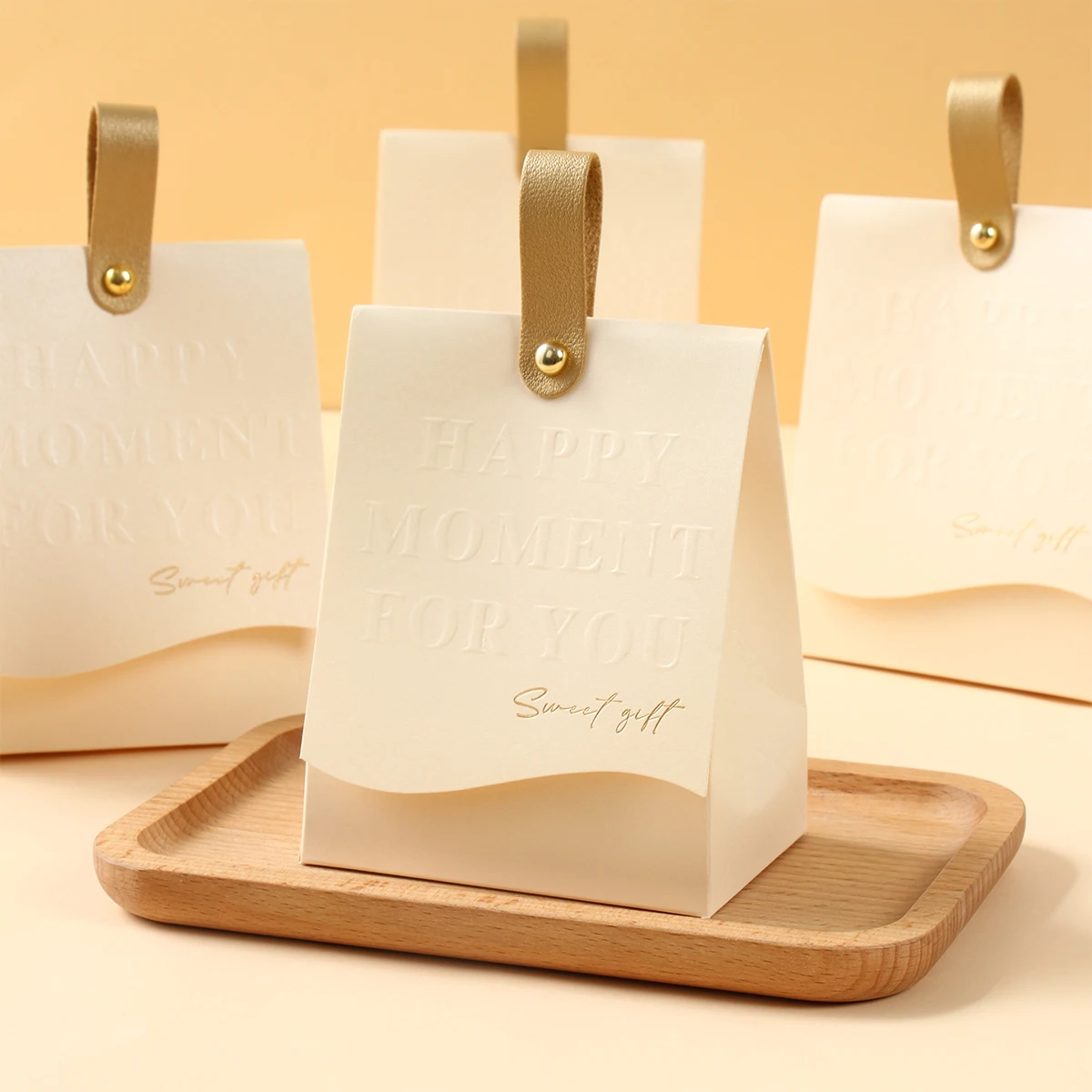 Caja de azúcar de papel francesa, 10 Uds., ligera, de lujo, DIY, Color champán, caja de dulces para boda, fiesta de boda, caja de regalo de papel de acompañamiento - imagen 2