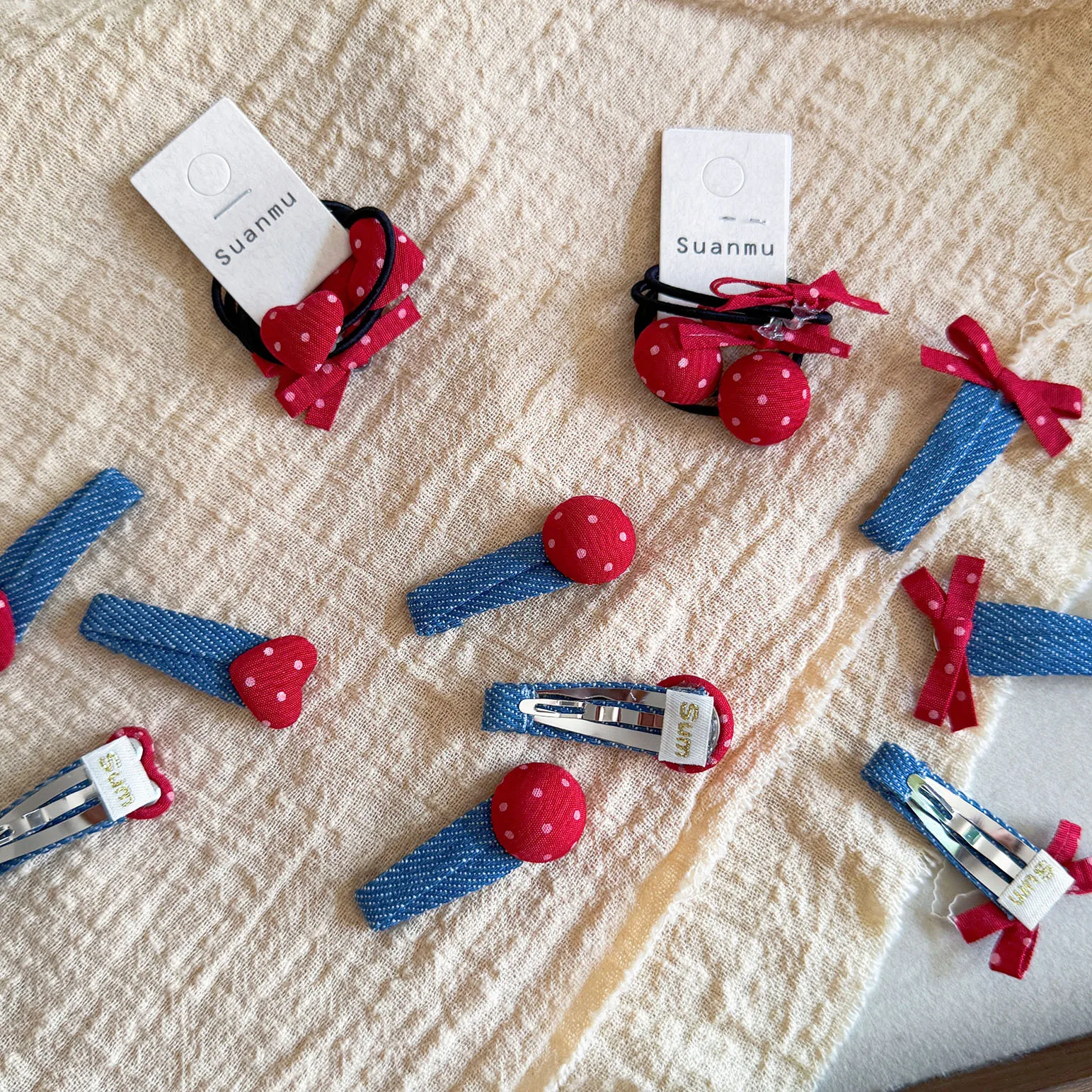 Nuevo bebé Denim amor arco horquilla diadema niños flequillo lateral BB pellizco sombreros de goma niñas niños accesorios para el cabello - imagen 3