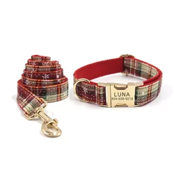 Collar para perro con grabado y correa a juego