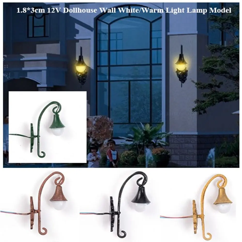 Nueva lámpara de pared para casa de muñecas de 1,8x3cm, Material metálico ABS, decoración de jardín para casa de muñecas, modelo de luz blanca/cálida, lámpara de mesa de arena de 12V - imagen 2