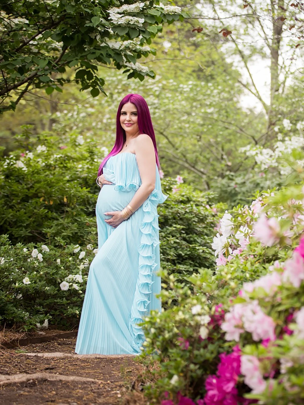 Vestido de maternidad elegante de gasa para sesión de fotos - imagen 3