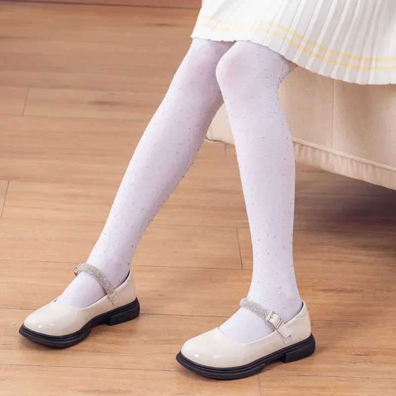 Medias de baile brillantes con purpurina para niñas, colores caramelo, mallas de Ballet para primavera y verano, pantimedias suaves y cómodas sin costuras para niños pequeños - imagen 4