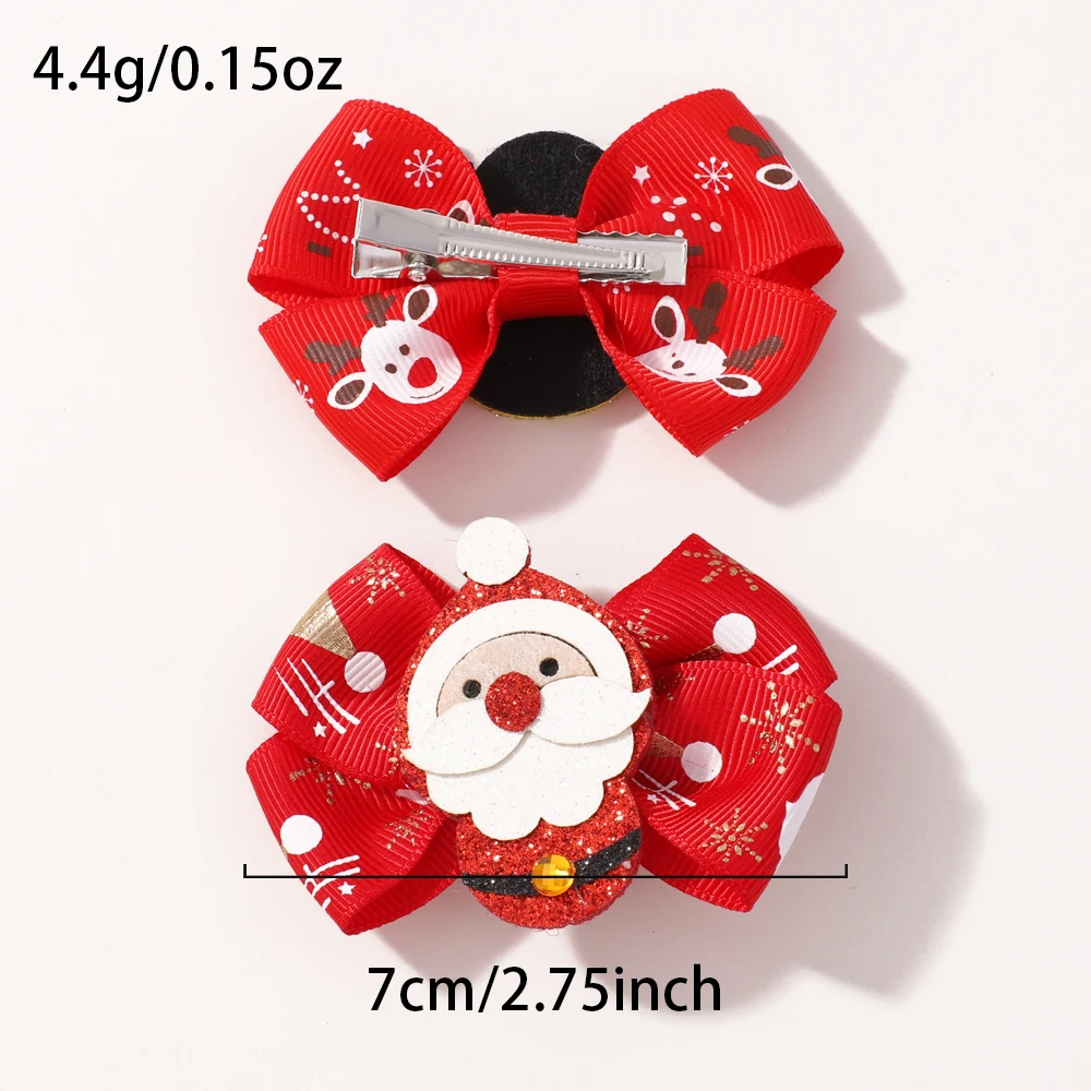 4 Uds. De pinzas navideñas para el pelo para niñas, horquilla con lazo de alce y purpurina, accesorios para el cabello para niños, Navidad DIY - imagen 2
