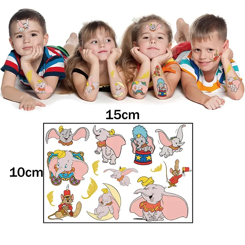6 unids/set de pegatinas Dumbo divertidas de Disney, pegatina Dumbo Original impermeable, suministros de decoración para fiesta de cumpleaños, regalo para niños - imagen 4