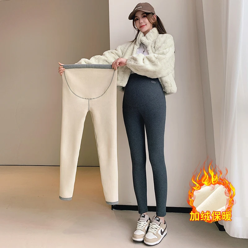 Pantalones premamá de terciopelo grueso – Invierno cálido y cómodo - imagen 4