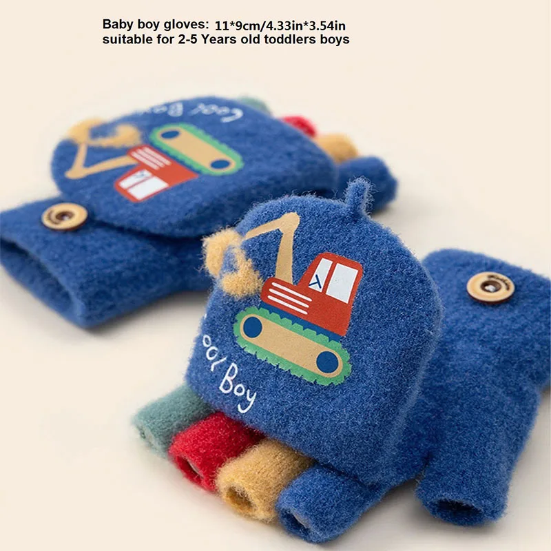 Guantes infantiles de invierno abatibles con estampado excavadora - imagen 5