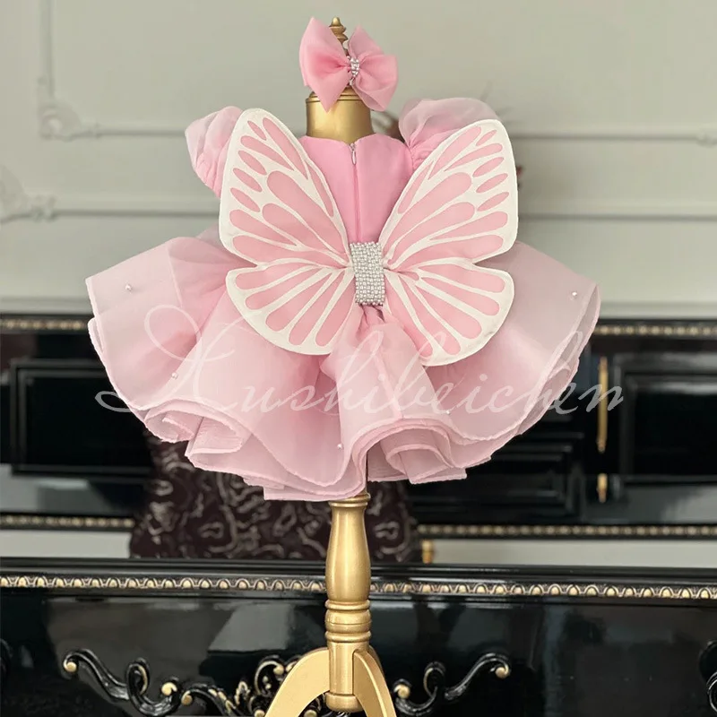 Vestido para niñaConjunto de vestido de princesa infantil con mangas de burbujas y mangas de piano, para el primer cumpleaños de una niña - imagen 3