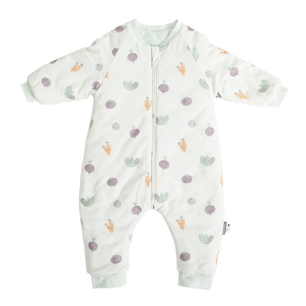 Saco dormir Veggie verde con pierna dividida para bebé y niños - imagen 4