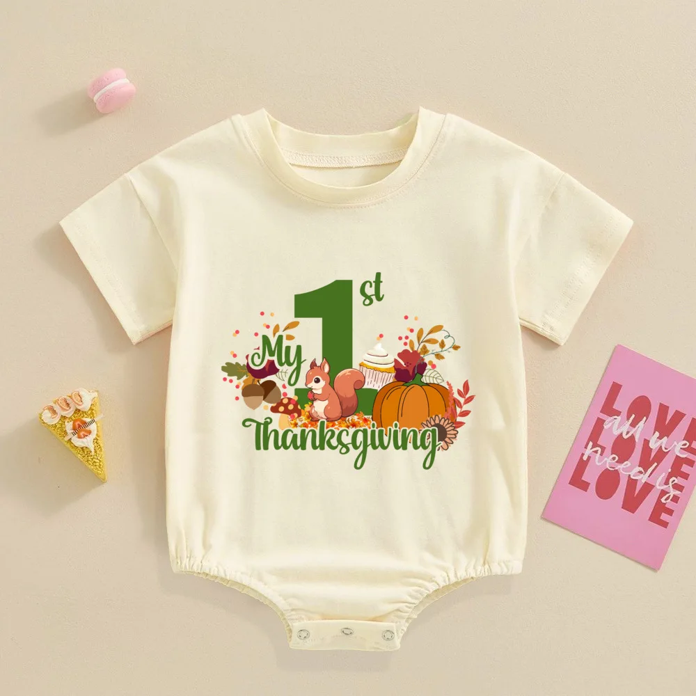 My First Thanksgiving Print Baby Bubbles Romper, traje infantil para fiesta de otoño, Mono Grande para recién nacido, ropa Retro para recién nacido - imagen 3