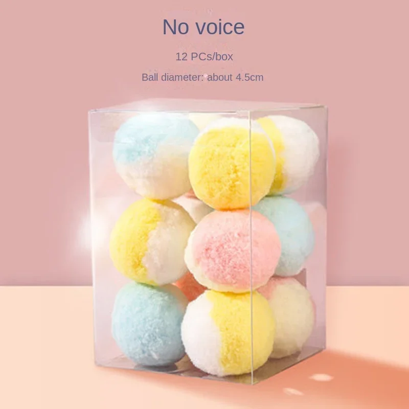 12 Uds. Pelotas de juguete elásticas para gatos de peluche, 3CM, 5CM, juguetes interactivos silenciosos y hinchables para entrenamiento de mascotas para gatitos - imagen 3