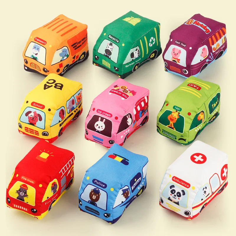 Coche de juguete suave Montessori para bebé con juego de mapa, bolsa de almacenamiento, libro de tela infantil, juguetes de entrenamiento sensorial de dibujos animados, regalos para niños pequeños - imagen 4