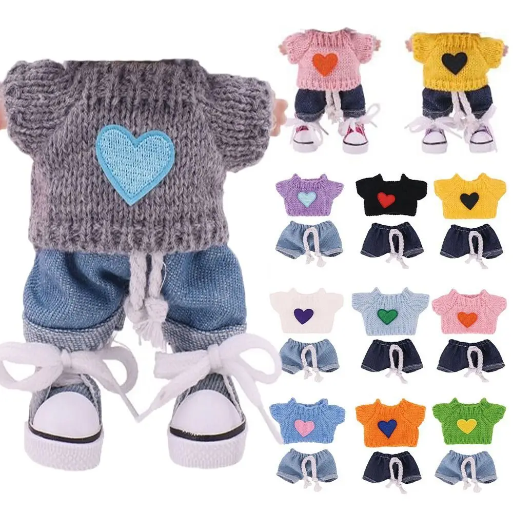 Ropa de muñeca multicolor de varios estilos, repuesto de suéter hecho a mano, conjuntos de pantalones vaqueros, decoración de juguete DIY para casa de muñecas - imagen 3