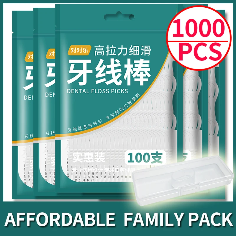 Hilo dental familiar con cepillo interdental de barril y palillos