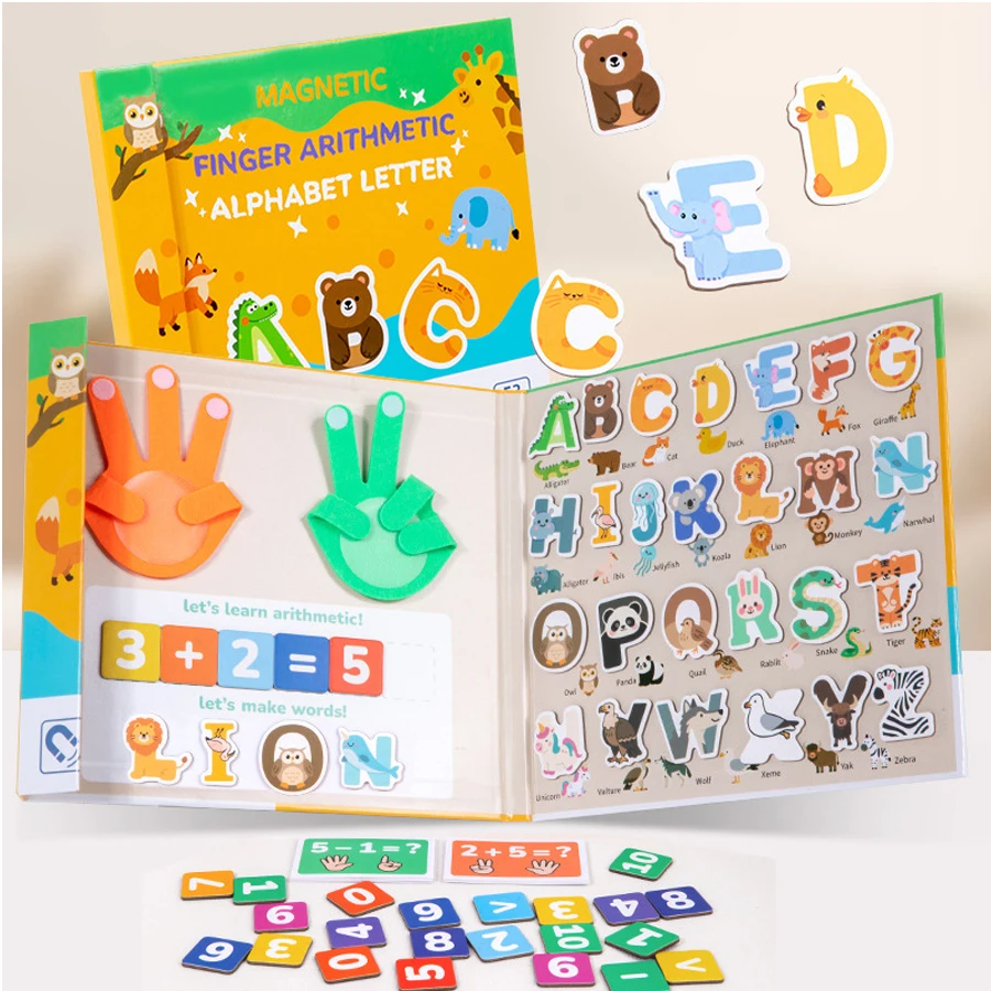 Alfabeto magnético para niños, juguetes preescolares inspirados en Montessori, operaciones con los dedos, juego de ortografía ABC, aprendizaje educativo temprano para niños pequeños - imagen 2