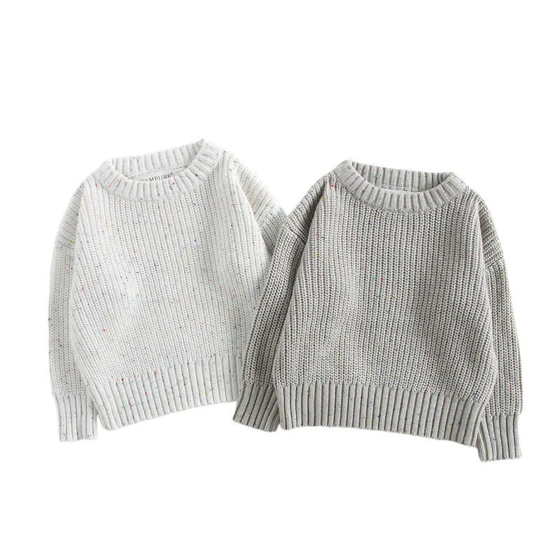 2025 otoño cuello redondo suelto ajuste infantil Jersey de punto suéteres puro algodón tono tierra recién nacido bebé Tops tejido suéter abrigo