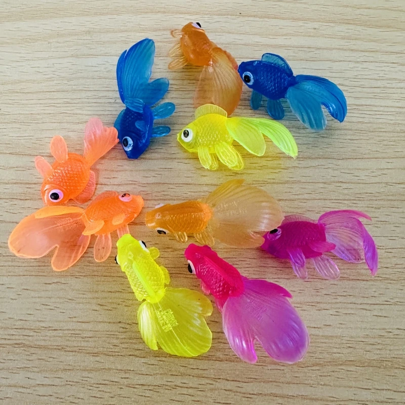 10 unids/set niños de goma suave pez dorado juguetes de baño para bebés para niños simulación Mini pez dorado agua niños pequeños diversión natación regalos de playa - imagen 4