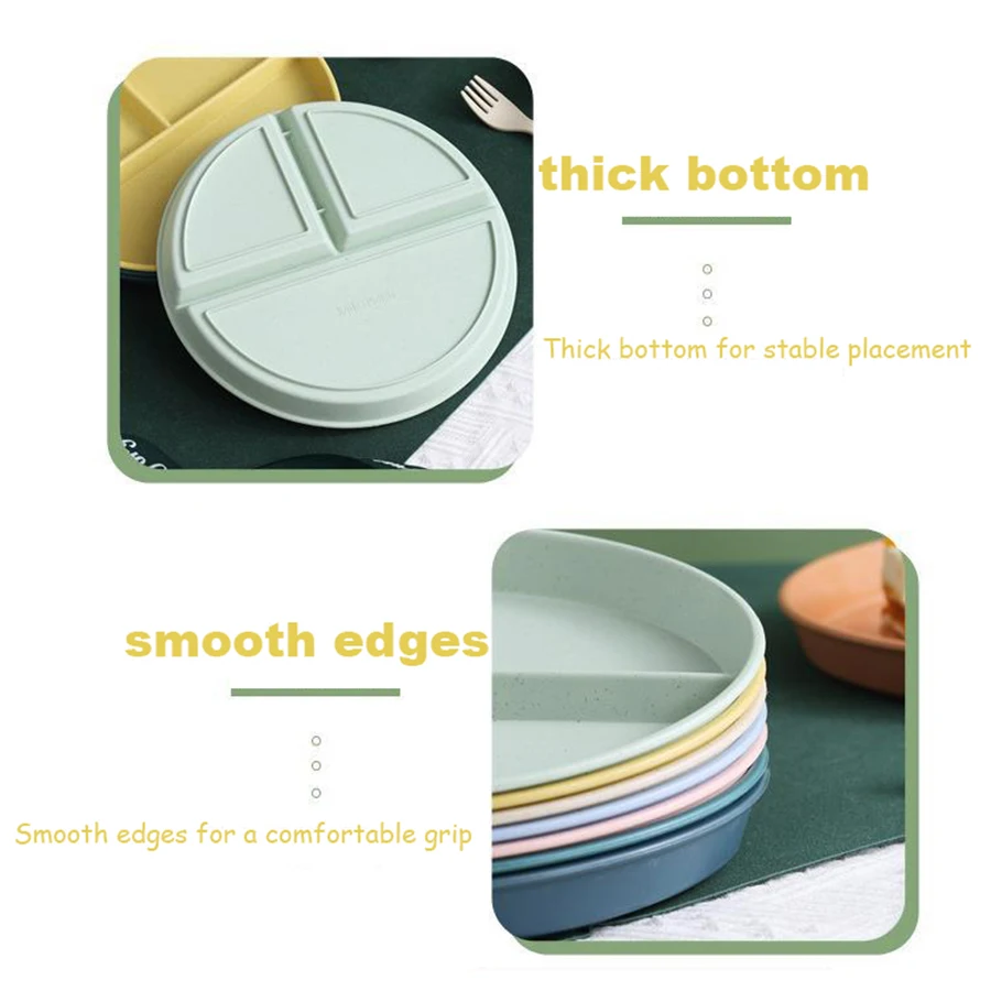 Plato Sub-rejilla de 23cm, vajilla reductora de grasa para niños, plato de arroz de tres rejillas separado, plato de desayuno de postre, cocina - imagen 5