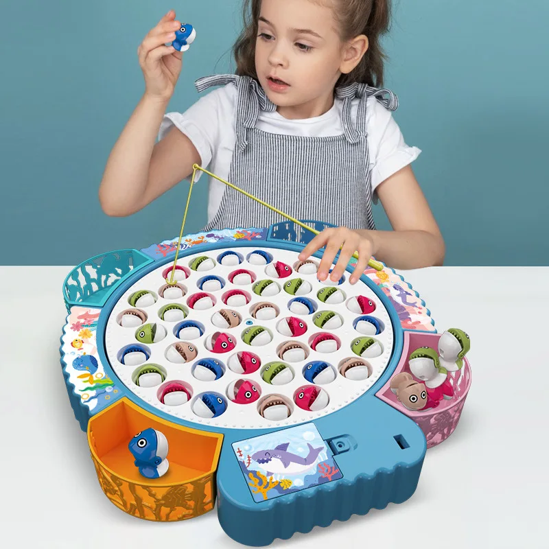 Juego de pesca para niños, juguete de pesca eléctrica con música, juego giratorio, caña de pescar, educación, regalos para padres e hijos - imagen 5