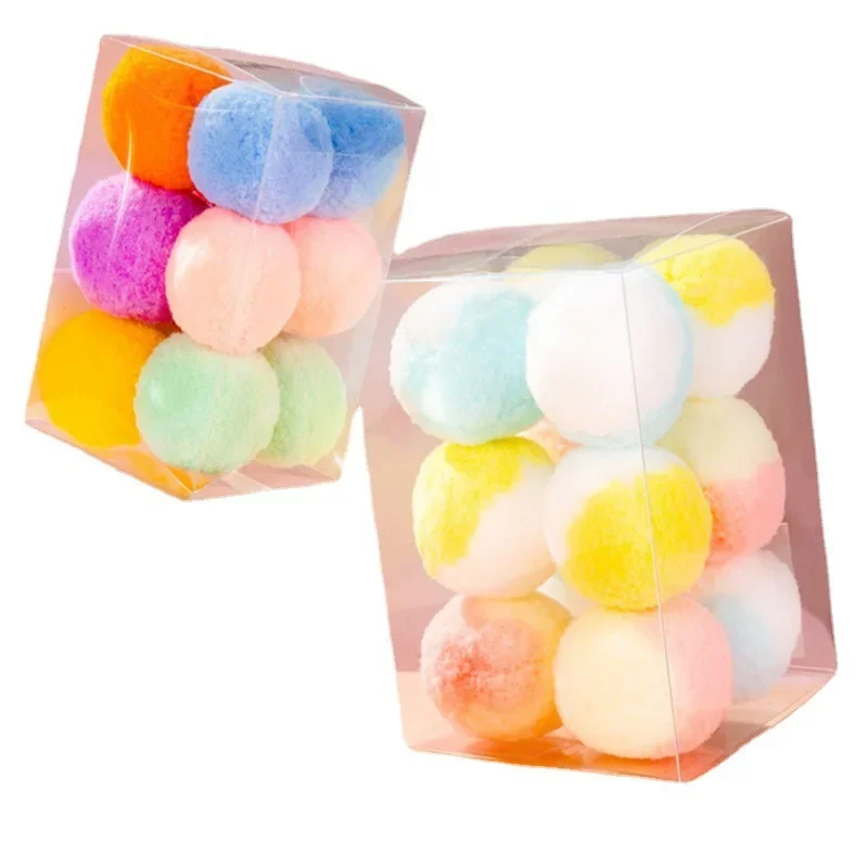 12 Uds. Pelotas de juguete elásticas para gatos de peluche, 3CM, 5CM, juguetes interactivos silenciosos y hinchables para entrenamiento de mascotas para gatitos - imagen 5