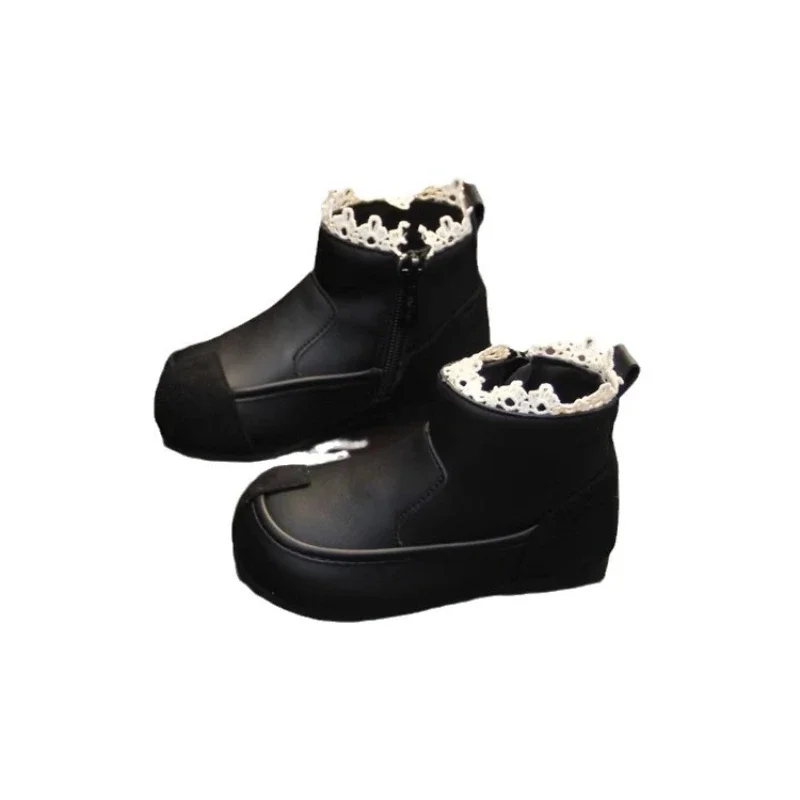 Botas cortas antideslizantes para niñas, botas de suela blanda para otoño e invierno, zapatos ligeros para niños, botas de nieve a la moda, nueva bota de algodón 2025 - imagen 5