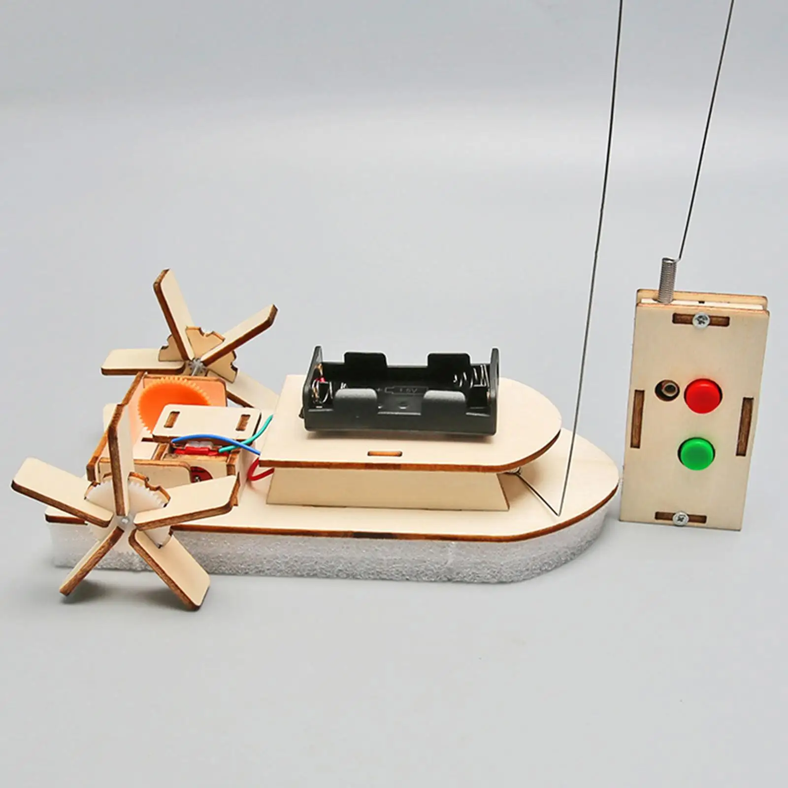 DIY Wooden Science Experiment Kits Remote Control Boat Creative Learning Toy for Students Boys and Girls Teens Children Kids