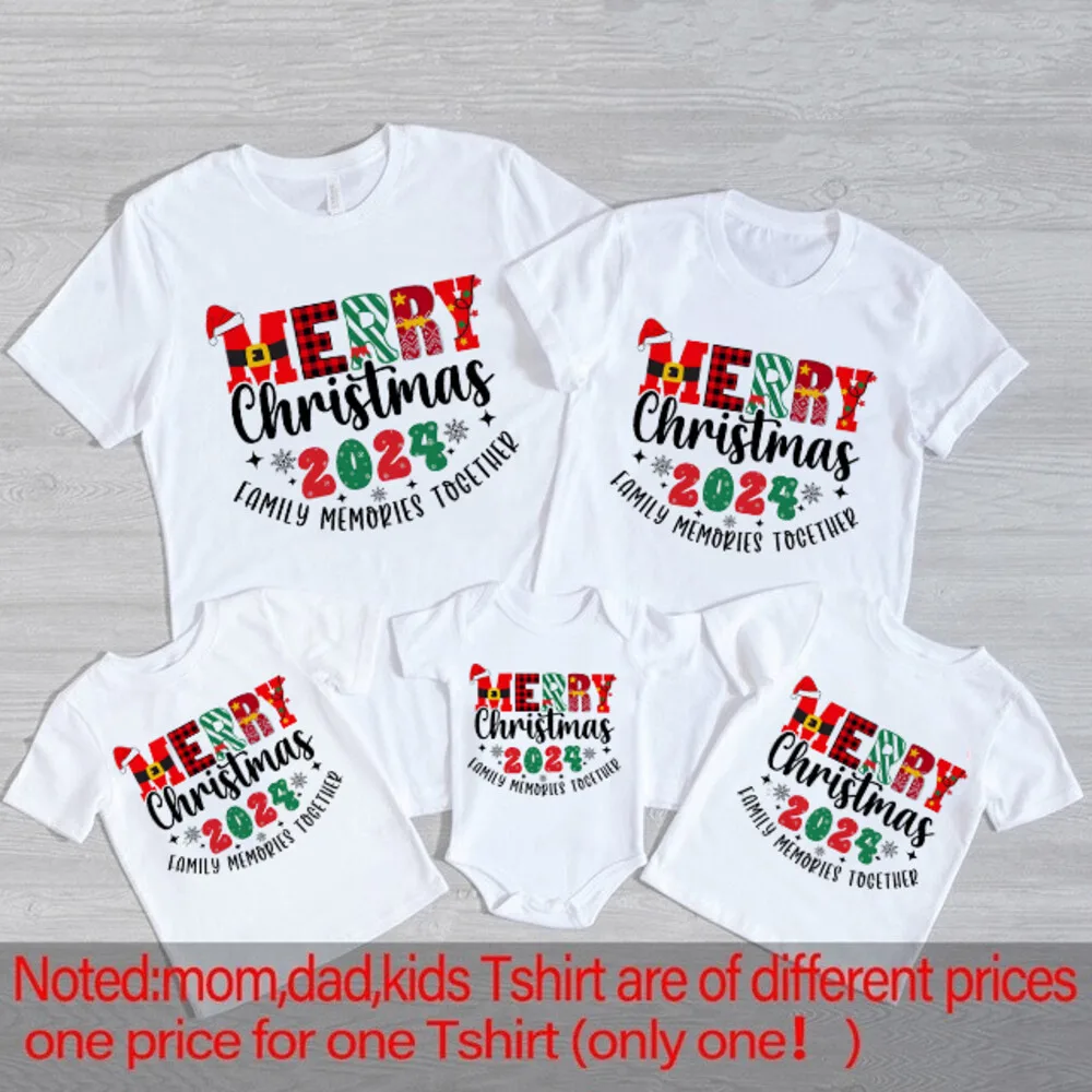 Camiseta con estampado de Feliz Navidad para toda la familia, traje a juego, Tops, ropa de Navidad, 2024 - imagen 3