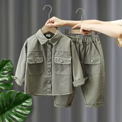 MILANCEL nueva ropa de primavera para niños conjunto de abrigo de estilo fino de Color sólido + Pantalones prendas de vestir para niños 2 uds