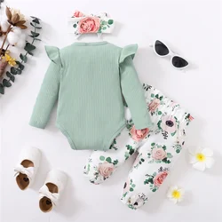 Conjunto floral de algodón para bebé niña – Primavera